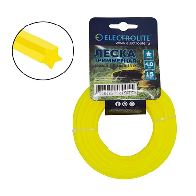 Леска для триммера Electrolite 4мм*15м звезда 2361
